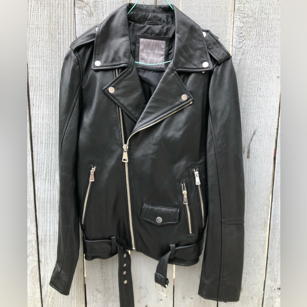 ZARA MAN Lambskin Leather Motorcycle Jacket